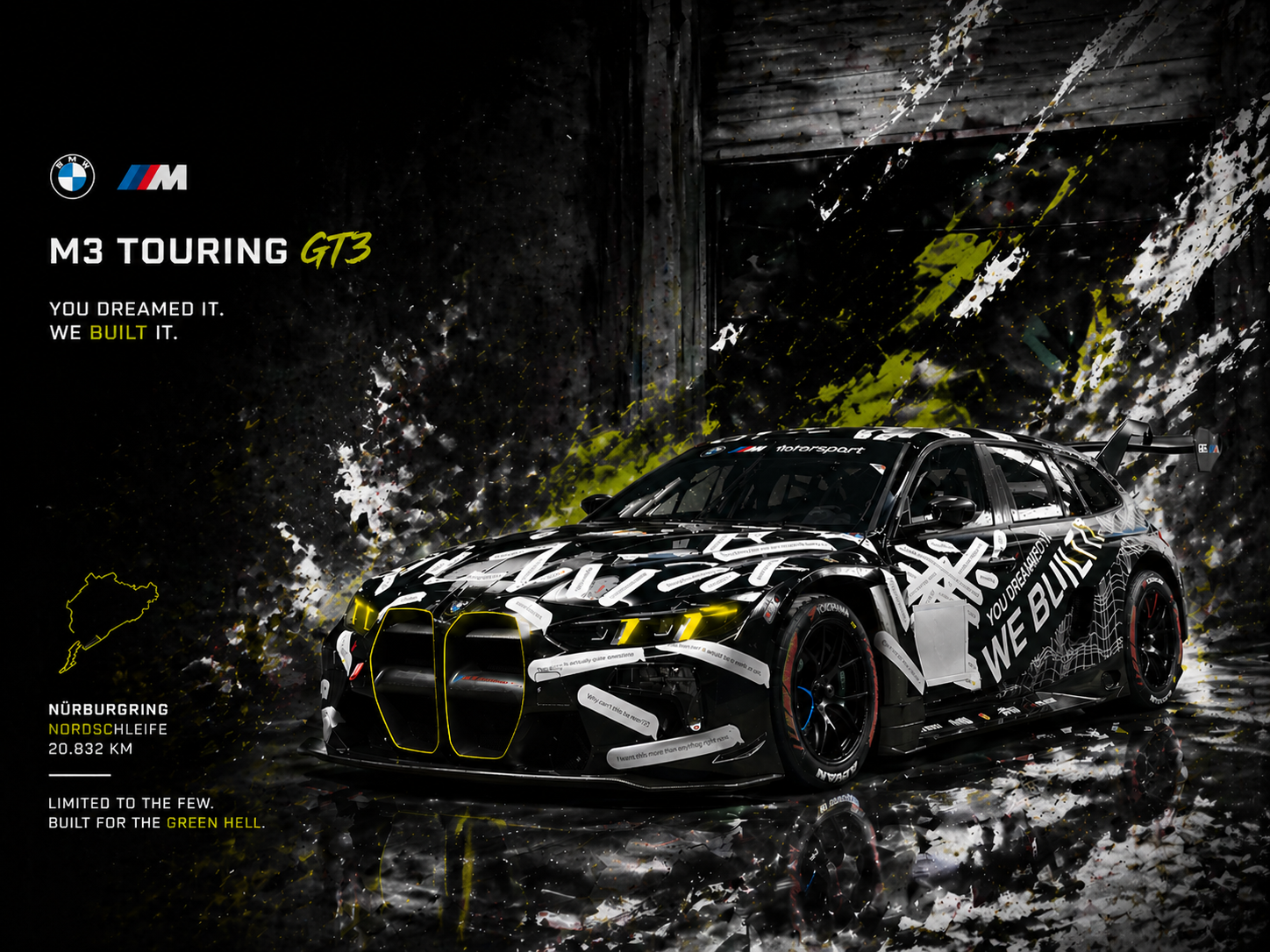 Dark landscape poster of the BMW M3 Touring 24H
