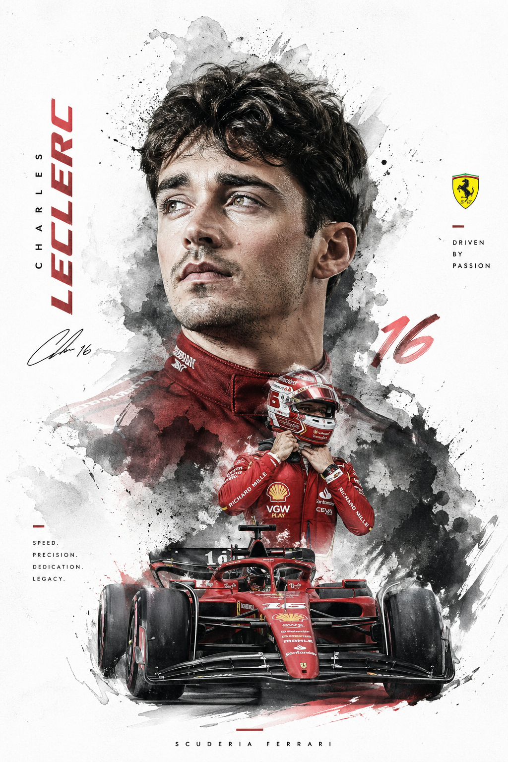 Charles Leclerc Ferrari themed poster generated by gpt-image-2