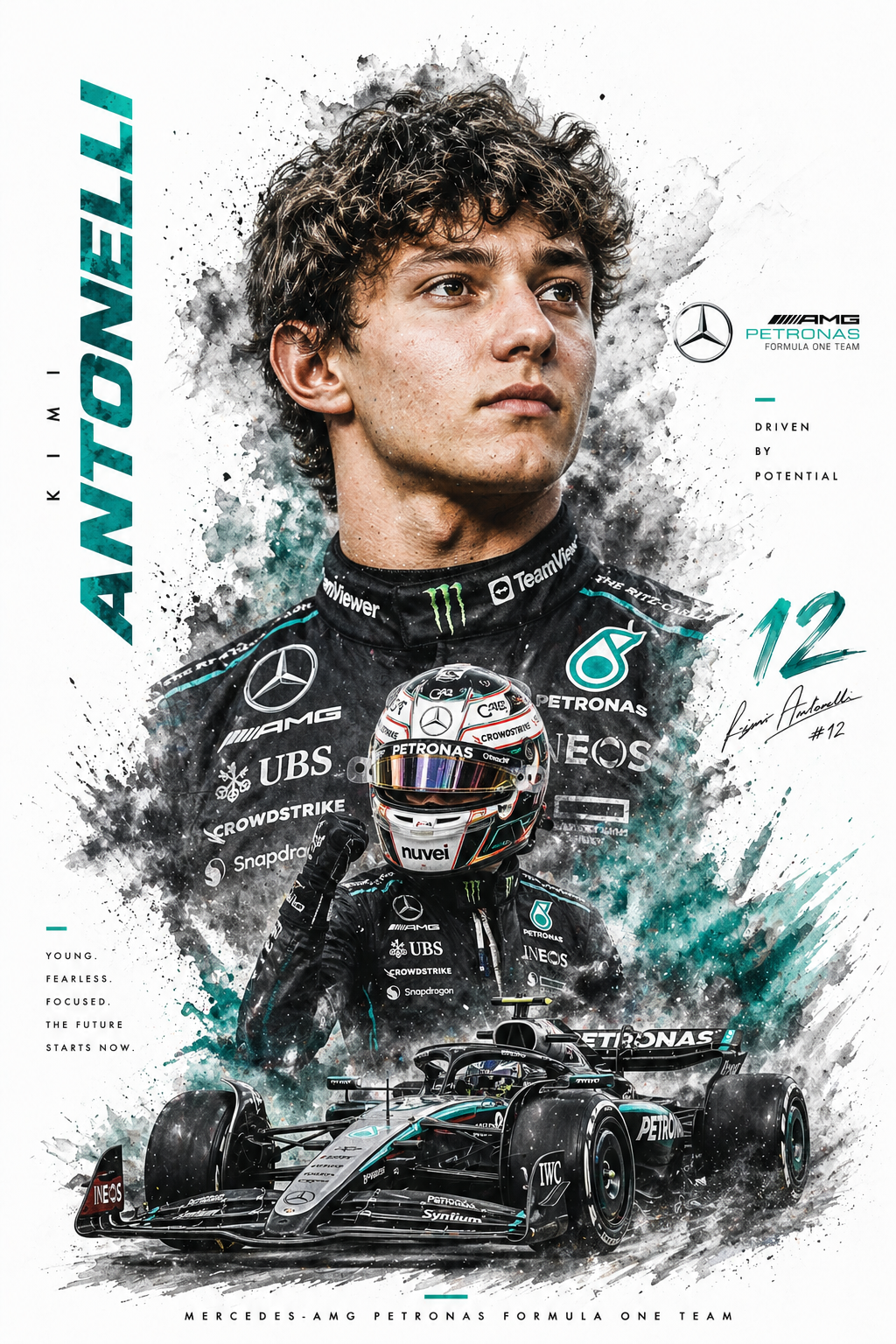 Kimi Antonelli Mercedes-AMG Petronas themed poster generated by gpt-image-2