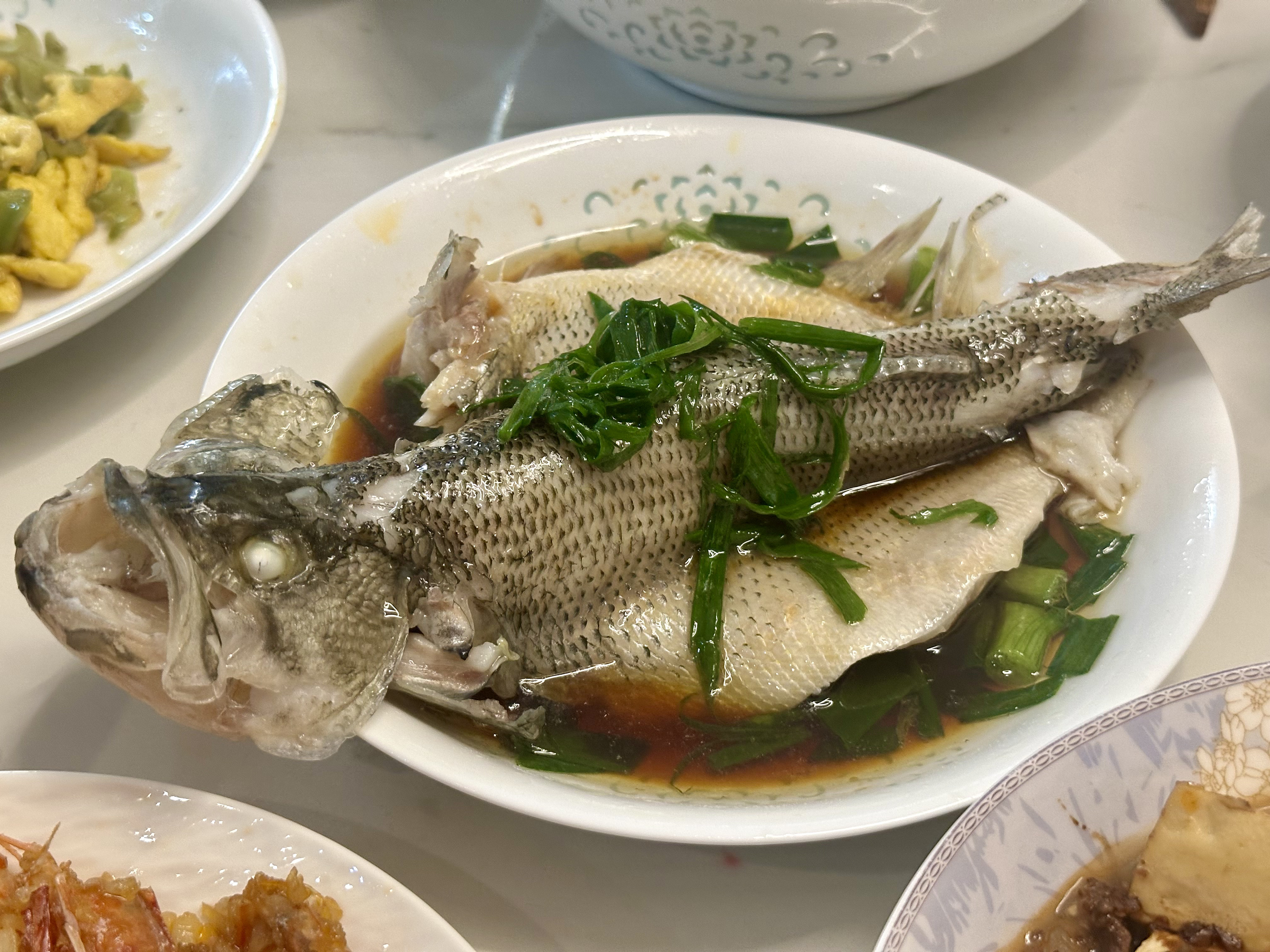 Steamed sea bass